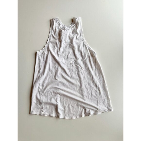Lot of 2 LULULEMON Size 4 All Tied Up Green White Pima Cotton Tie Back Tank Tops - Picture 2 of 16